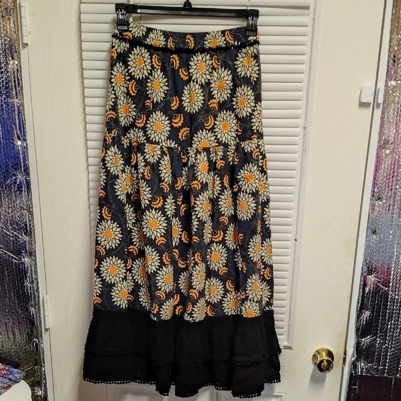 The Odells Dresses & Skirts - The Odells Anthropologie Floral Black and Orange Women's Maxi Skirt